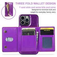 Carregar imagem no visualizador da galeria, Casekis Glitter Cardholer Magnetic Phone Case Dark Purple
