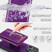 Carregar imagem no visualizador da galeria, Casekis Glitter Cardholer Magnetic Phone Case Dark Purple