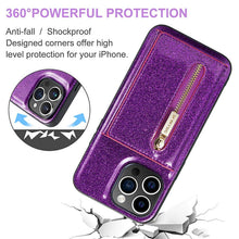 Carregar imagem no visualizador da galeria, Casekis Glitter Cardholer Magnetic Phone Case Dark Purple