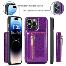 Carregar imagem no visualizador da galeria, Casekis Glitter Cardholer Magnetic Phone Case Dark Purple