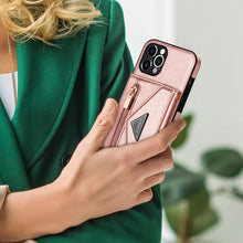 Load image into Gallery viewer, Casekis Crossbody Strap Leather Magnetic Wallet Phone Case Rose Gold
