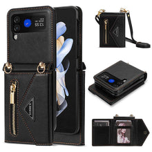 Carica l'immagine nel visualizzatore di Gallery, Casekis Crossbody Strap Leather Magnetic Wallet Case For Galaxy Z Flip 3 5G