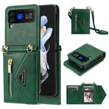 Carica l'immagine nel visualizzatore di Gallery, Casekis Crossbody Strap Leather Magnetic Wallet Case For Galaxy Z Flip 3 5G