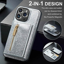 Muat gambar ke penampil Galeri, Casekis Glitter Cardholer Magnetic Phone Case Silver