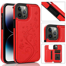 Load image into Gallery viewer, Casekis Butterfly Embossing Wallet Phone Case Red