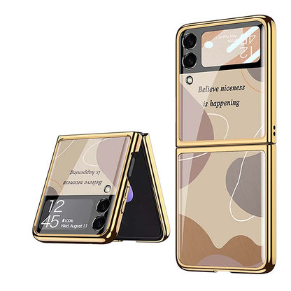 Casekis Fashion Glass Electroplated Phone Case-Morandi for Galaxy Z Flip3 5G
