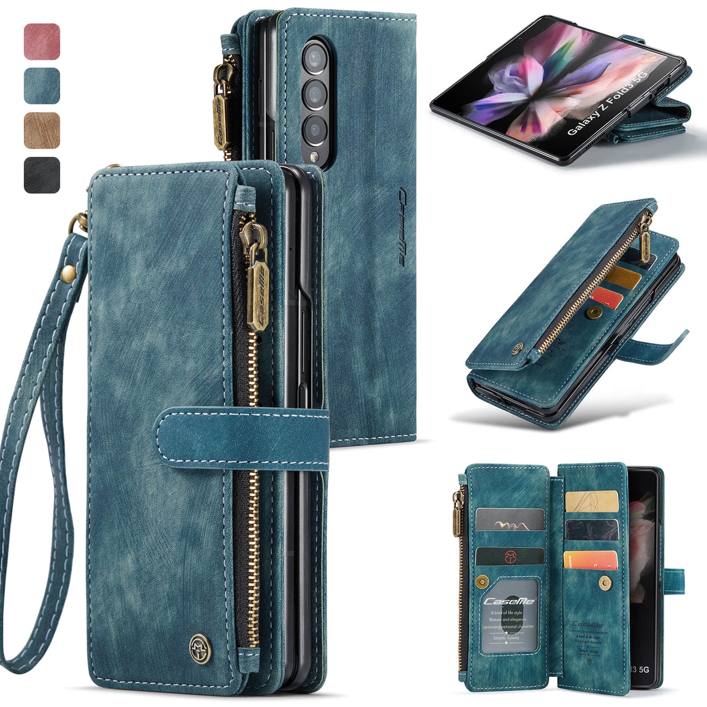 Casekis Leather Zipper Phone Case For Galaxy Z Fold3 5G