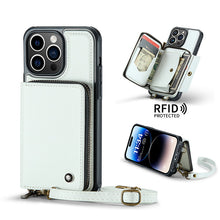 Carica l'immagine nel visualizzatore di Gallery, Casekis Zipper Crossbody Wallet RFID Phone Case White