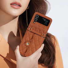 Carica l'immagine nel visualizzatore di Gallery, Casekis Crossbody Cardholder Phone Case For Galaxy Z Flip 3 Brown
