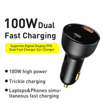 Load image into Gallery viewer, Dual Fast Charger Car Charger 100W Digital Display
