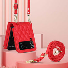 Load image into Gallery viewer, Casekis Crossbody Cardholder Phone Case For Galaxy Z Flip 3 Red
