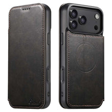 Carica l'immagine nel visualizzatore di Gallery, Casekis Leather Wallet MagSafe Phone Case Black
