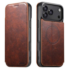 Load image into Gallery viewer, Casekis Leather Wallet MagSafe Phone Case Khaki
