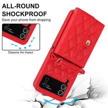 Load image into Gallery viewer, Casekis Crossbody Cardholder Phone Case For Galaxy Z Flip 3 Red
