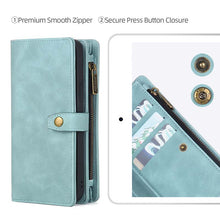 Load image into Gallery viewer, Casekis Zipper 11 Card Slots Wallet Phone Case Blue
