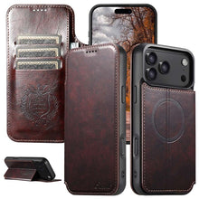Load image into Gallery viewer, Casekis Leather Wallet MagSafe Phone Case Brown

