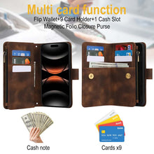 Load image into Gallery viewer, Casekis Crossbody 9 Card Holder Phone Case Brown
