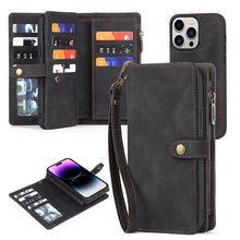 गैलरी व्यूवर में इमेज लोड करें, Casekis Zipper 11 Card Slots Wallet Phone Case Black
