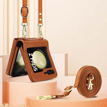 Carica l'immagine nel visualizzatore di Gallery, Casekis Crossbody Cardholder Phone Case For Galaxy Z Flip 5 Brown
