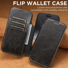 Carica l'immagine nel visualizzatore di Gallery, Casekis Leather Wallet MagSafe Phone Case Black
