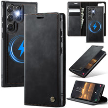 Charger l'image dans la galerie, Casekis Leather Magnetic Flip Detachable Wallet Phone Case Black
