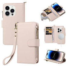 画像をギャラリービューアに読み込む, Casekis Cardholder Case with Wrist Strap,Compatible with MagSafe,Zipper Pocket,Beige
