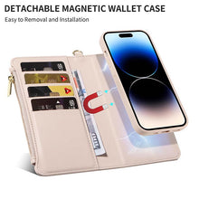 画像をギャラリービューアに読み込む, Casekis Cardholder Case with Wrist Strap,Compatible with MagSafe,Zipper Pocket,Beige
