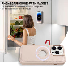 画像をギャラリービューアに読み込む, Casekis Cardholder Case with Wrist Strap,Compatible with MagSafe,Zipper Pocket,Beige

