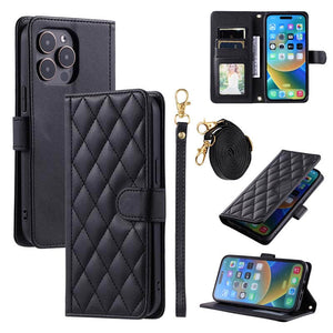 Casekis 3 Card Leather Crossbody Wallet Phone Case Black