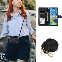 Load image into Gallery viewer, Casekis 3 Card Leather Crossbody Wallet Phone Case Black
