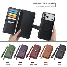 Charger l'image dans la galerie, CASEKIS 2-in-1 Magnetic Detachable Wallet Case with RFID Blocking, 16 Card Slots &amp; Zipper Pocket Black
