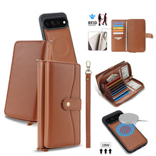 Charger l'image dans la galerie, CASEKIS 2-in-1 Magnetic Detachable Wallet Case with RFID Blocking, 16 Card Slots &amp; Zipper Pocket Brown
