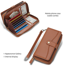 Charger l'image dans la galerie, CASEKIS 2-in-1 Magnetic Detachable Wallet Case with RFID Blocking, 16 Card Slots &amp; Zipper Pocket Brown
