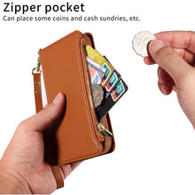Load image into Gallery viewer, Casekis Cardholder Case with Wrist Strap,Compatible with MagSafe,Zipper Pocket,Brown
