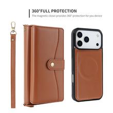 Charger l'image dans la galerie, CASEKIS 2-in-1 Magnetic Detachable Wallet Case with RFID Blocking, 16 Card Slots &amp; Zipper Pocket Brown
