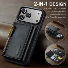 Carregar imagem no visualizador da galeria, Casekis RFID Magnetic Detachable Leather Wallet Phone Case Black
