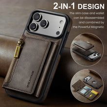 Carregar imagem no visualizador da galeria, Casekis RFID Magnetic Detachable Leather Wallet Phone Case Coffee
