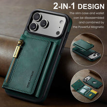 गैलरी व्यूवर में इमेज लोड करें, Casekis RFID Magnetic Detachable Leather Wallet Phone Case Green
