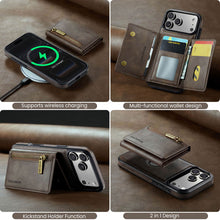 Carregar imagem no visualizador da galeria, Casekis RFID Magnetic Detachable Leather Wallet Phone Case Coffee
