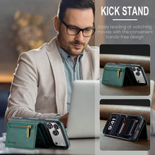 गैलरी व्यूवर में इमेज लोड करें, Casekis RFID Magnetic Detachable Leather Wallet Phone Case Green
