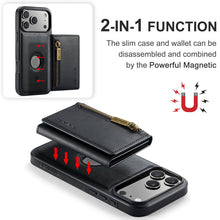 Carregar imagem no visualizador da galeria, Casekis RFID Magnetic Detachable Leather Wallet Phone Case Black
