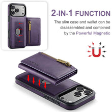 Load image into Gallery viewer, Casekis RFID Magnetic Detachable Leather Wallet Phone Case Purple
