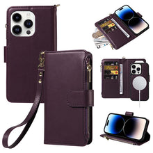 画像をギャラリービューアに読み込む, Casekis Cardholder Case with Wrist Strap,Compatible with MagSafe,Zipper Pocket,Dark Purple
