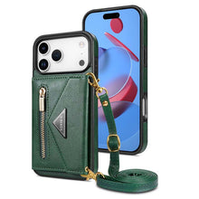 Load image into Gallery viewer, Casekis Crossbody Strap Leather Magnetic Wallet Phone Case Green
