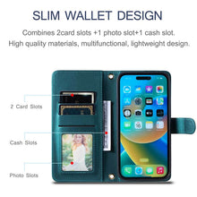 Load image into Gallery viewer, Casekis 3 Card Leather Crossbody Wallet Phone Case Green
