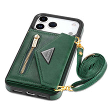 Load image into Gallery viewer, Casekis Crossbody Strap Leather Magnetic Wallet Phone Case Green
