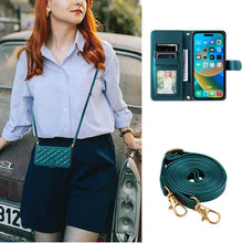 Load image into Gallery viewer, Casekis 3 Card Leather Crossbody Wallet Phone Case Green
