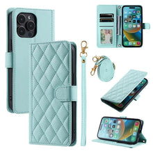 Load image into Gallery viewer, Casekis 3 Card Leather Crossbody Wallet Phone Case Mint Green
