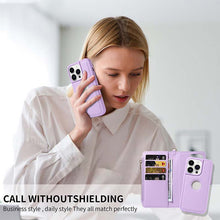 Charger l'image dans la galerie, Casekis Cardholder Case with Wrist Strap,Compatible with MagSafe,Zipper Pocket,Purple

