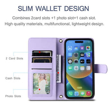 Load image into Gallery viewer, Casekis 3 Card Leather Crossbody Wallet Phone Case Purple
